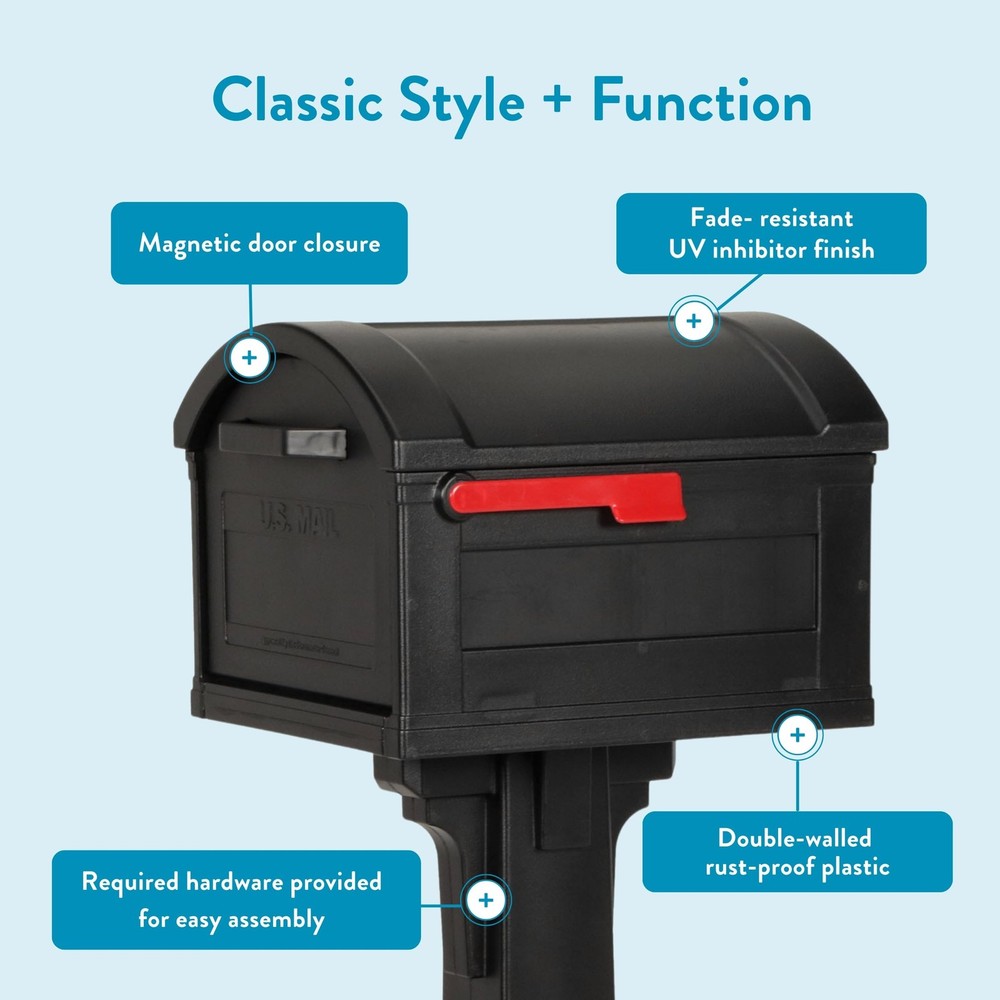ARCHITECTURAL MAILBOXES Grand Haven Plastic, Mailbox and Extra Large, Black