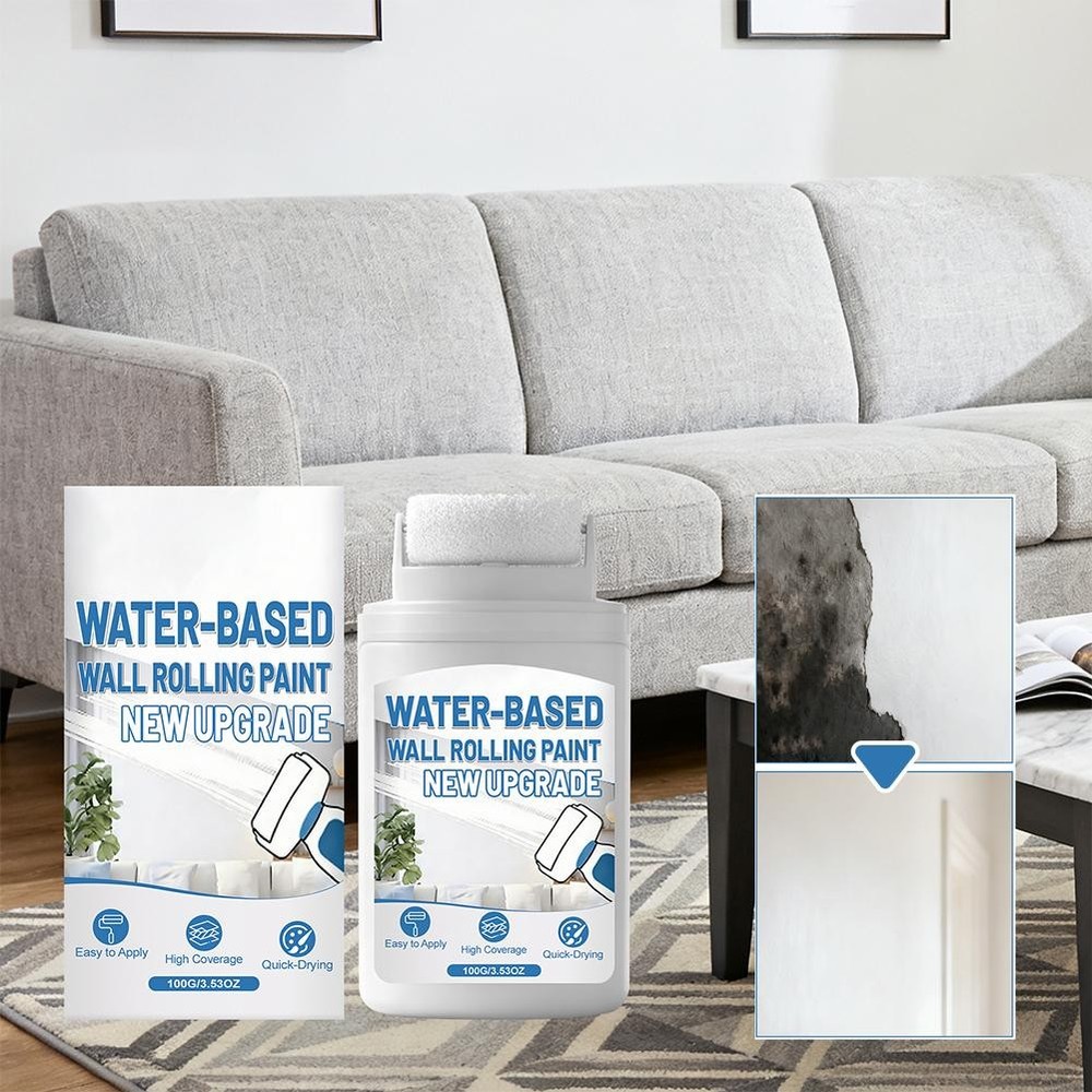 White Wall Paint Roller, Fast-Drying Water-Based Wall Repair Rolling Brush