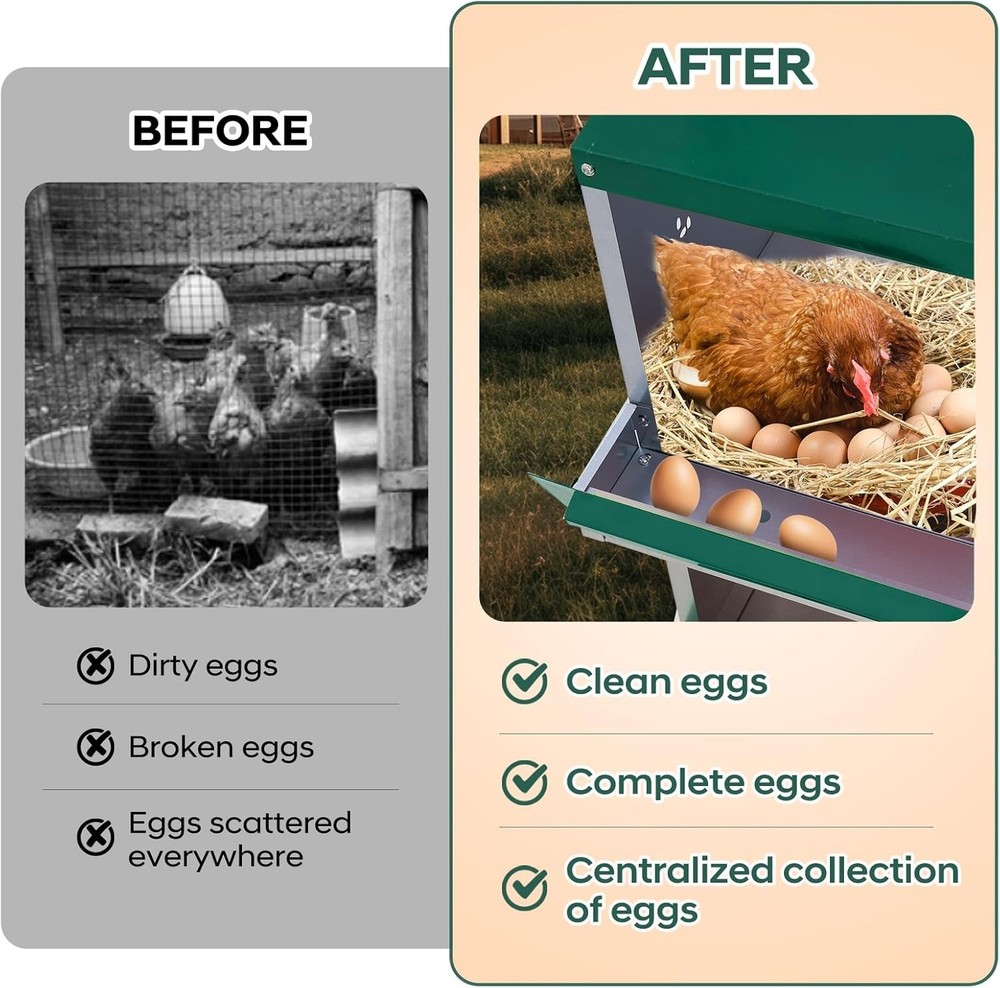 Chicken Nesting Box 6 Compartment Chicken Laying Box Easy Egg Collection Green