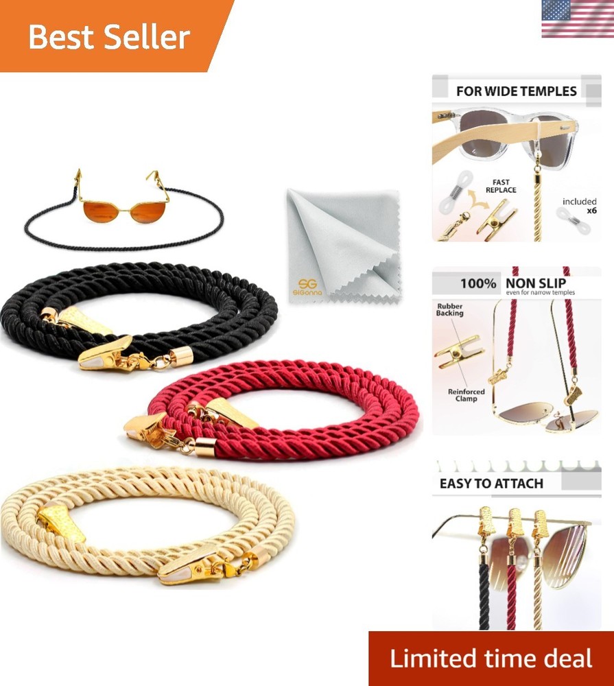 Versatile Glasses Strap – Non‑Slip Alligator, Silicone Loop, Lobster Clasp