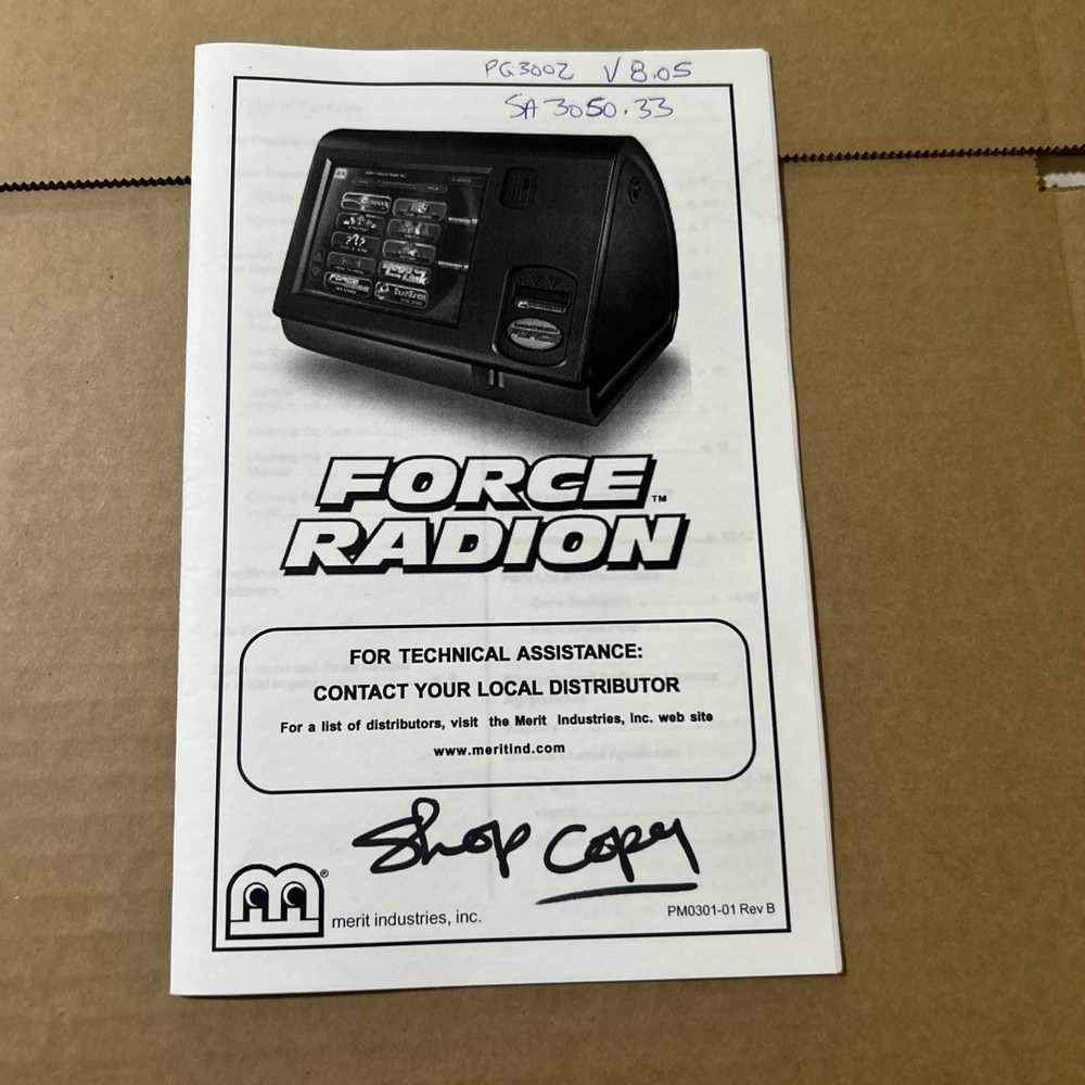 Original Force RADION  MERIT MEGATOUCH owners manual