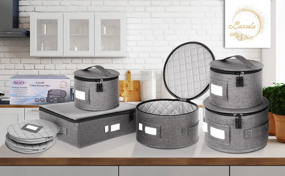 A Set of 5 New Luxula China Hard Shell Storage Container Organizer