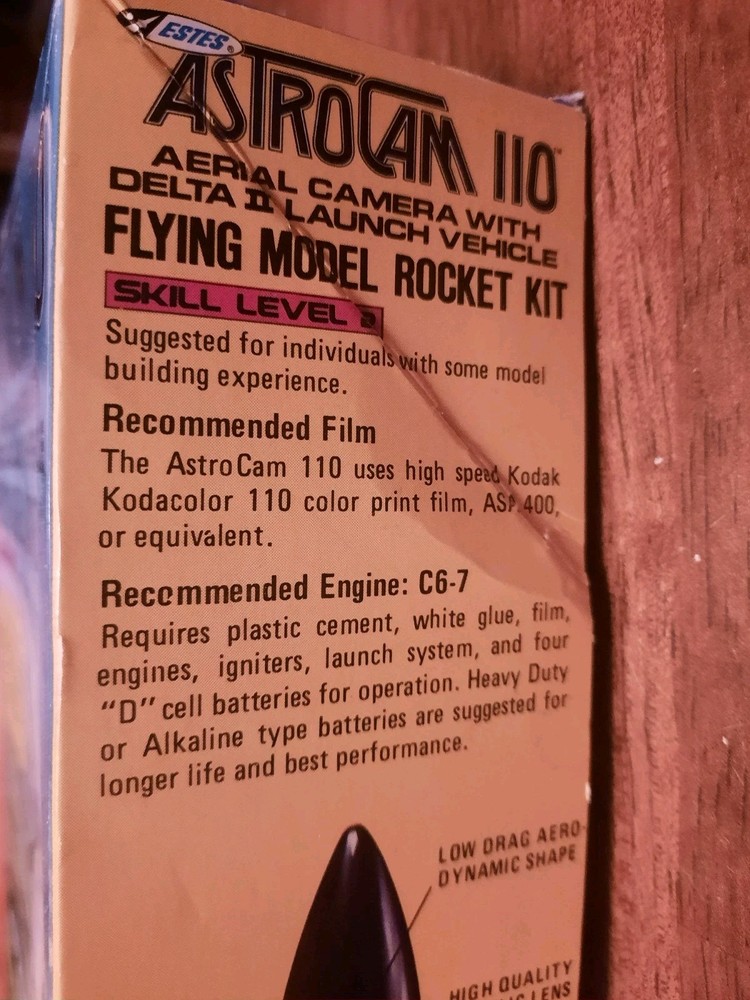 Classic Estes ASTROCAM 110 model rocket kit