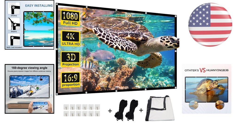 Space-Saving 4K HD 120-Inch Projector Screen for Ultimate Viewing Experience