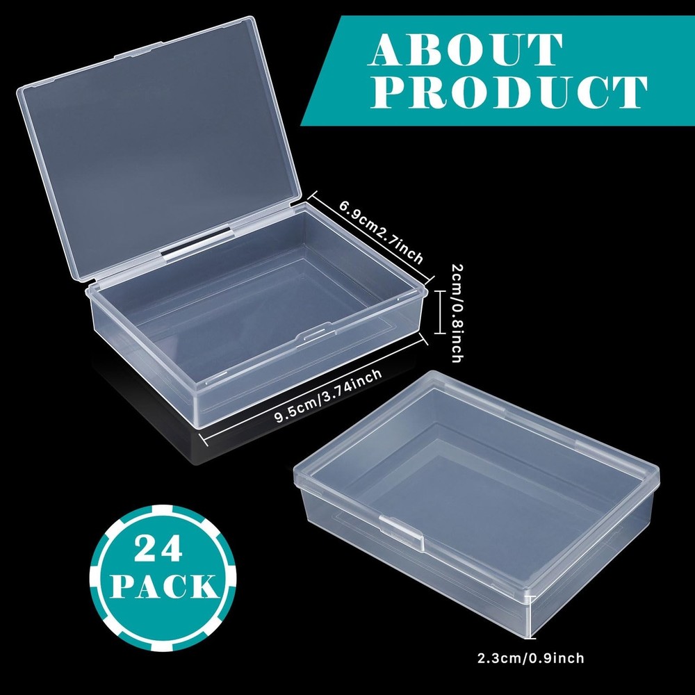 24 Pack Playing Card Case Holder, Clear Plastic Card Deck Boxes, Snaps Closed