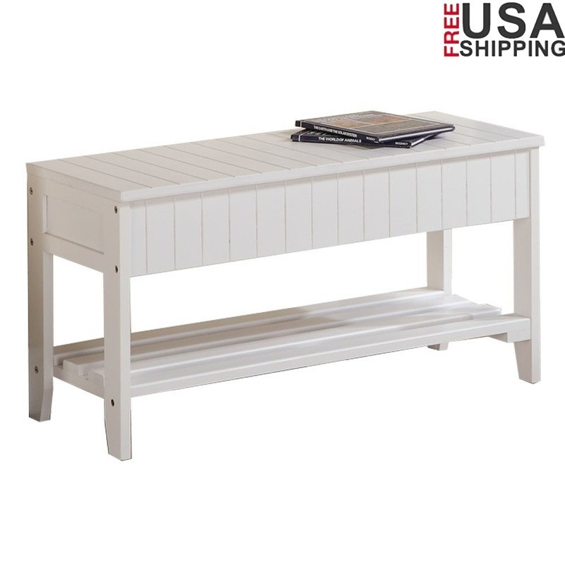 Solid Wood Shoe Bench Storage Easy Assembly Strong Construction Indoor Use