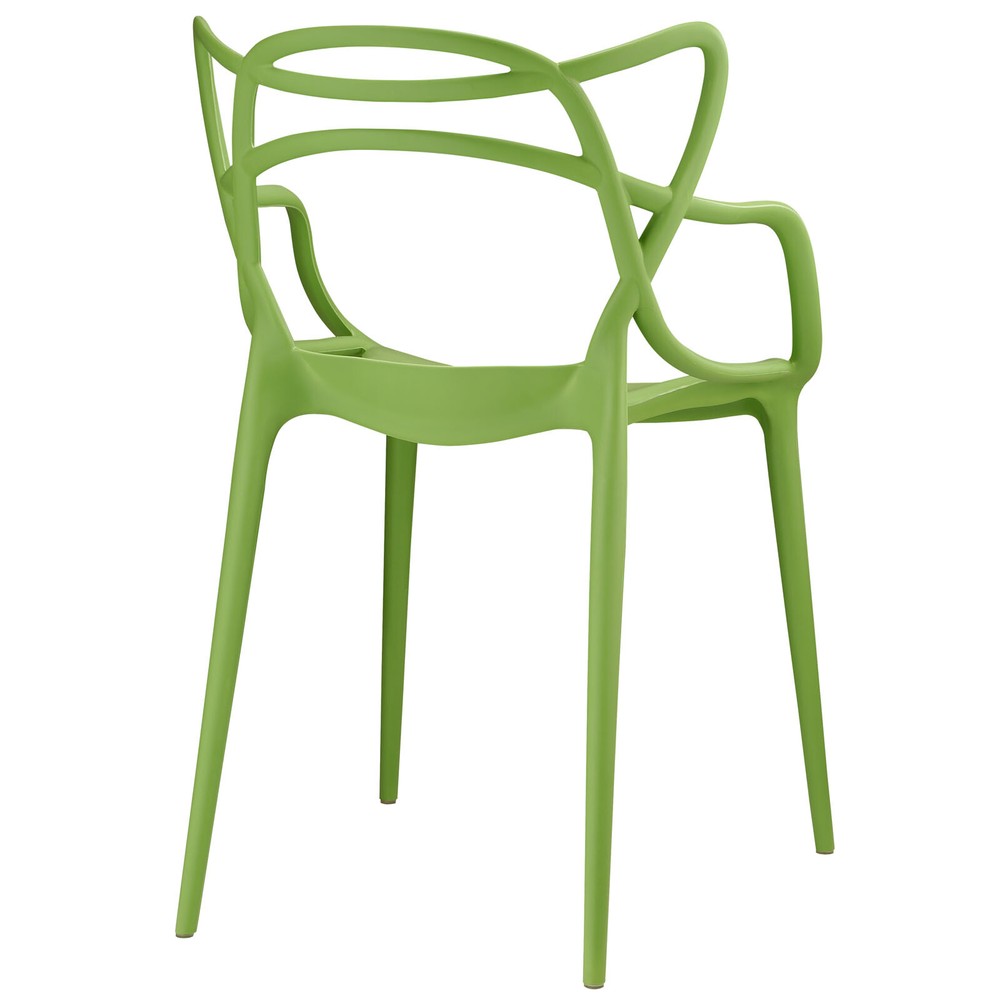 Modway Entangled Modern Molded Plastic Four Dining Armchairs in Green