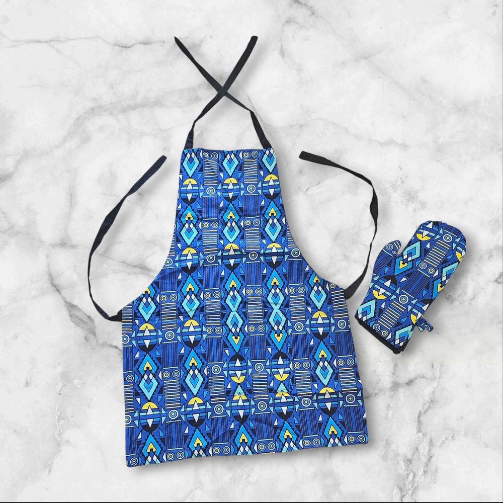 Multicolored Patchwork Kitchen Apron and glove Made in Kenya