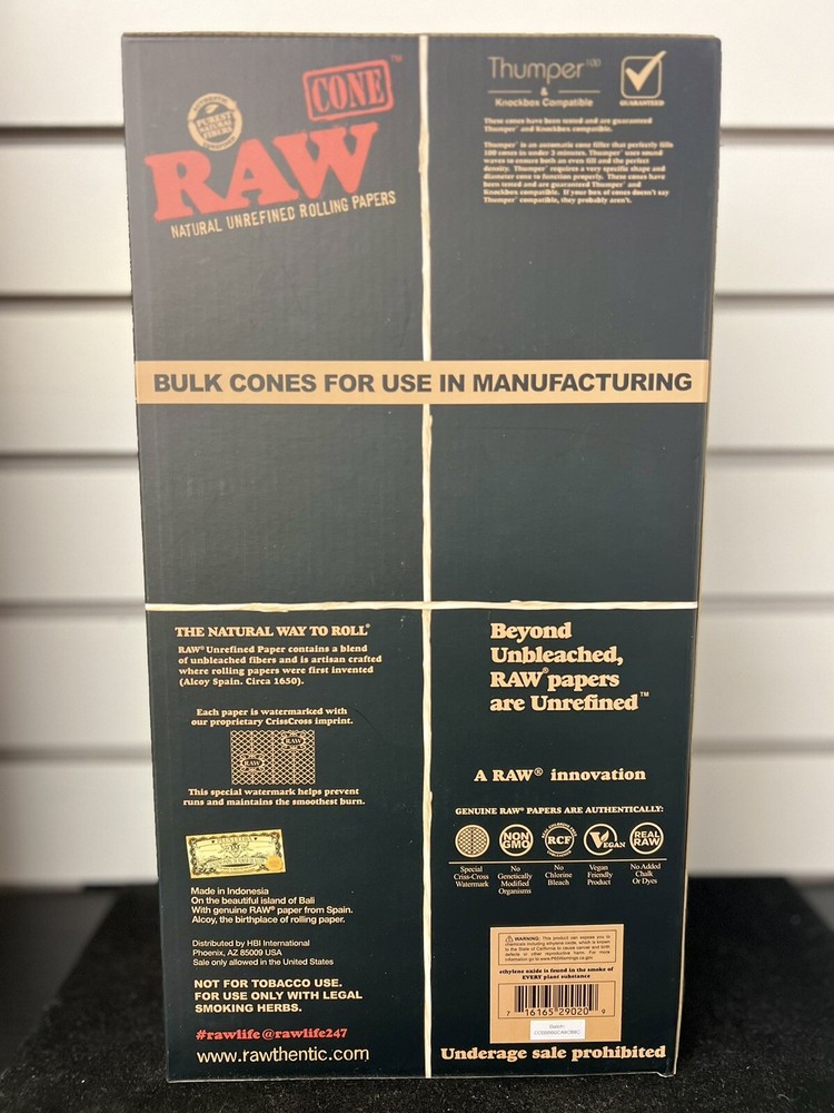 Raw Black Cone. King Size 1,400 Cones A Box