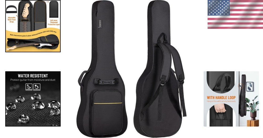 Durable Black Electric Guitar Bag - Spacious 40L with Adjustable Straps