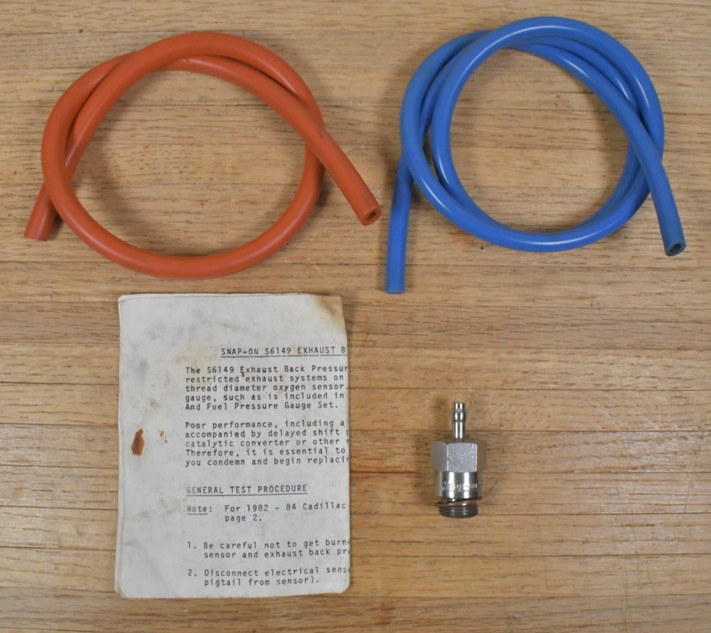 Snap-on Tools S6149 Exhaust Back Pressure Tester Adapter with Hoses Instructions