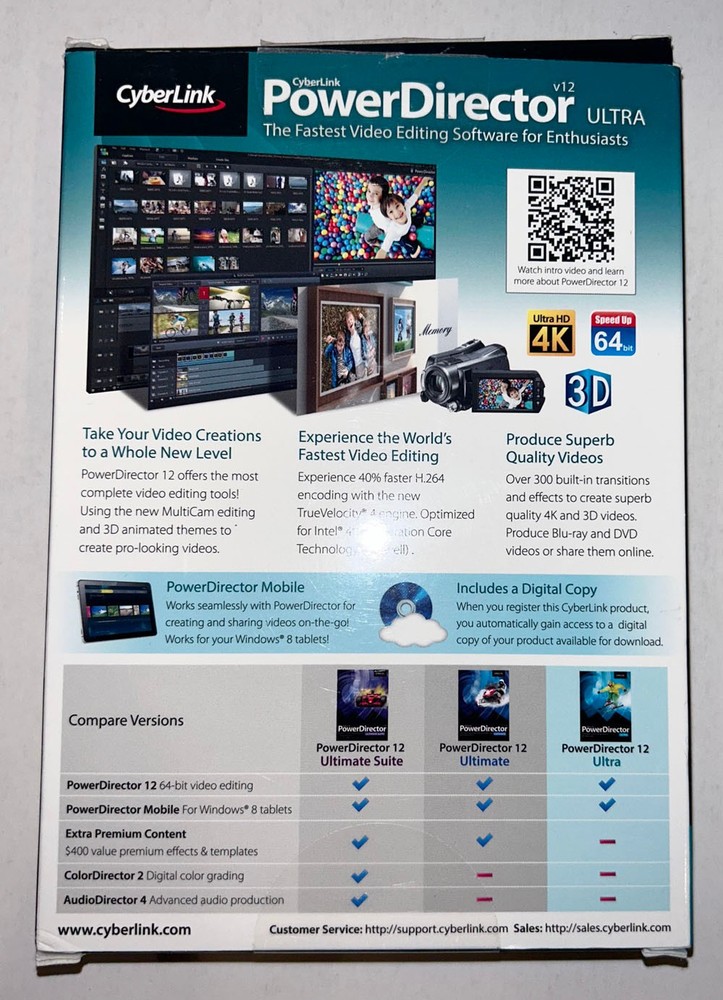 CyberLink PowerDirector Ultra V12 CD Software. Complete W. Code!