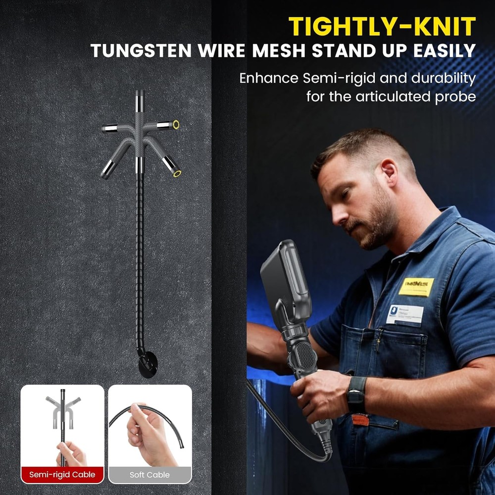 Two-Way Articulating Borescope Camera with Light Endoscope Inspection Camera