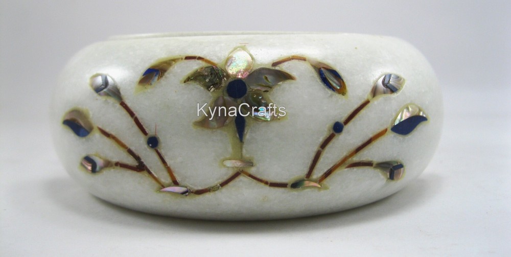 4.5 Inches White Marble Giftable Coaster Set Gemstone Inlay Work Tea Coaster Set