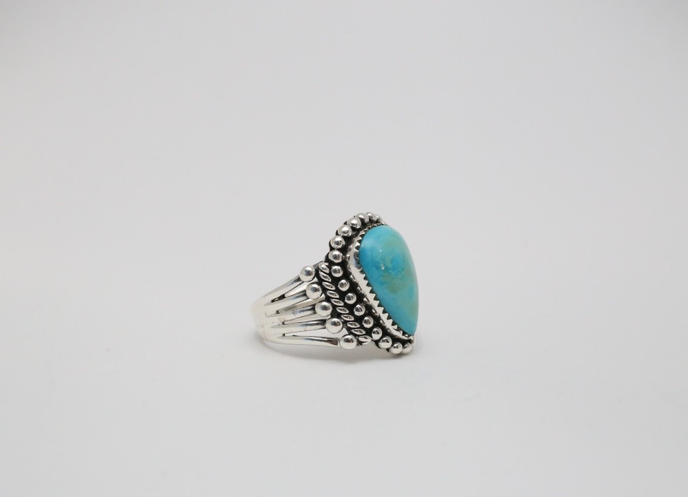 Sterling Silver Turquoise Ring, Size 9.5 - 10.6g