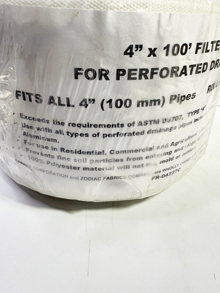 4” x 100’ Long Roll Filter Fabric Drain Guard Sock For Perforated Pipe