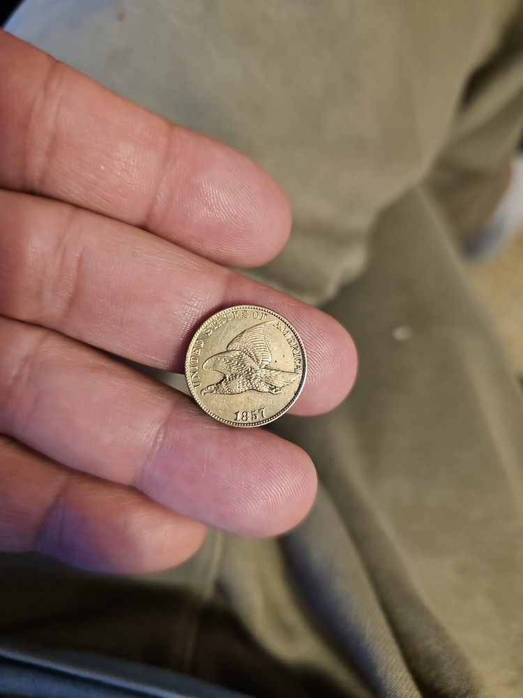 1857 Flying Eagle Cent Penny AU, Almost Uncirculated