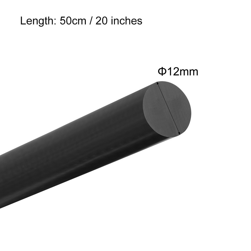 1/2" Dia 20" L Plastic Round Rod Black Engineering Polyoxymethylene Bars,3pcs