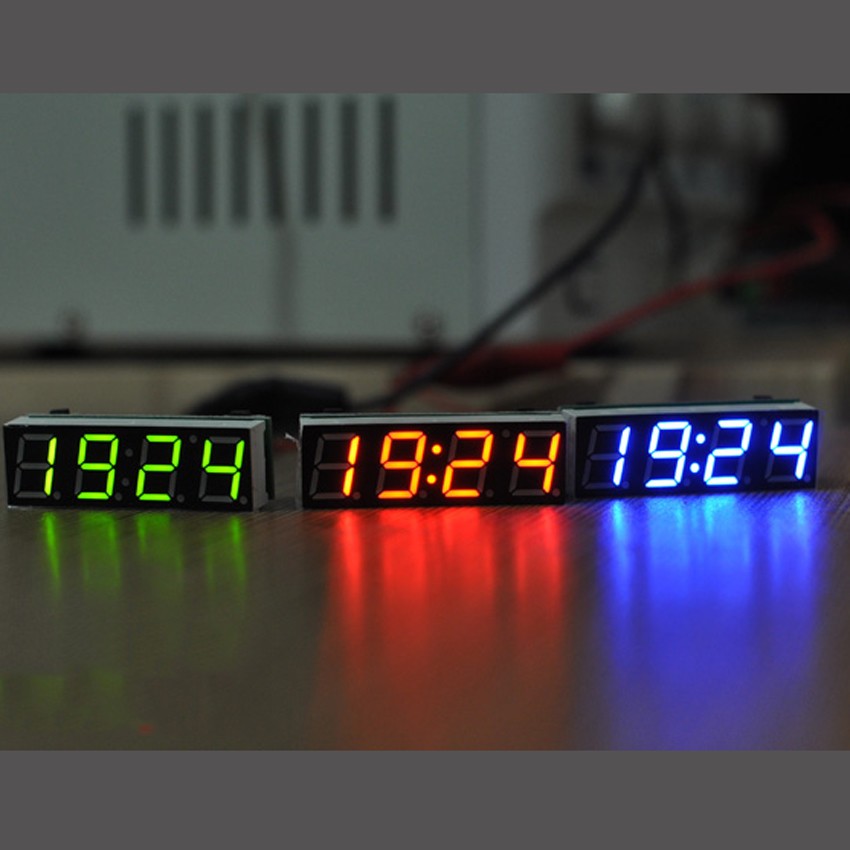 12V Digital Clock Car LED Electronic Clock Time Alarm Voltage Thermometer 4modes