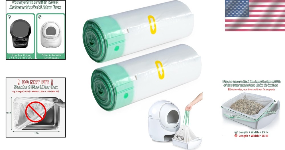 40 Plastic Litter Box Liners - Ideal for Automated Litter Boxes