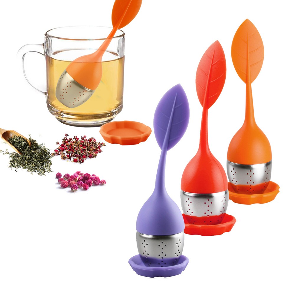3Pcs Silicone Tea Infuser Loose Tea Leaf Herbal Spice Filter Diffuser OG-RD-PL
