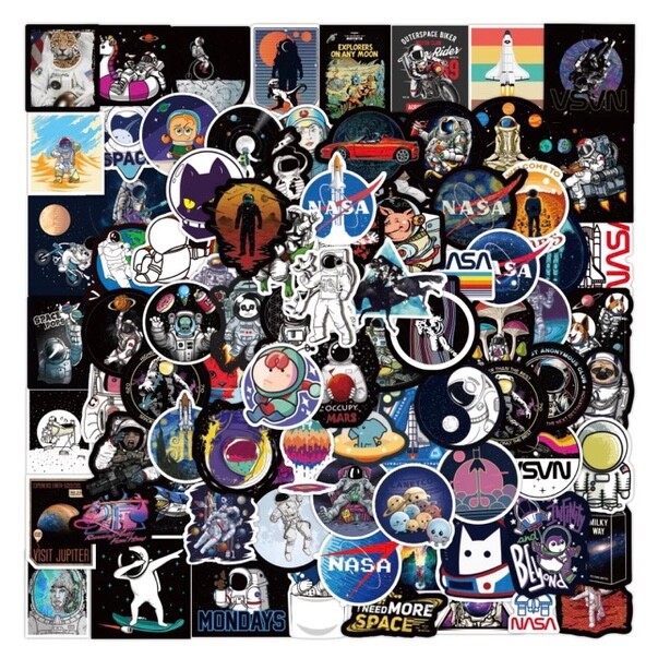 50 Space stickers, Astronaut, Nasa, space ship, decal, computer