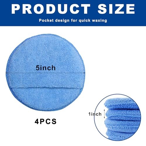 4PCS Microfiber Applicator Pads, 5 Inch Car Wax Foam Applicator with 4pcs