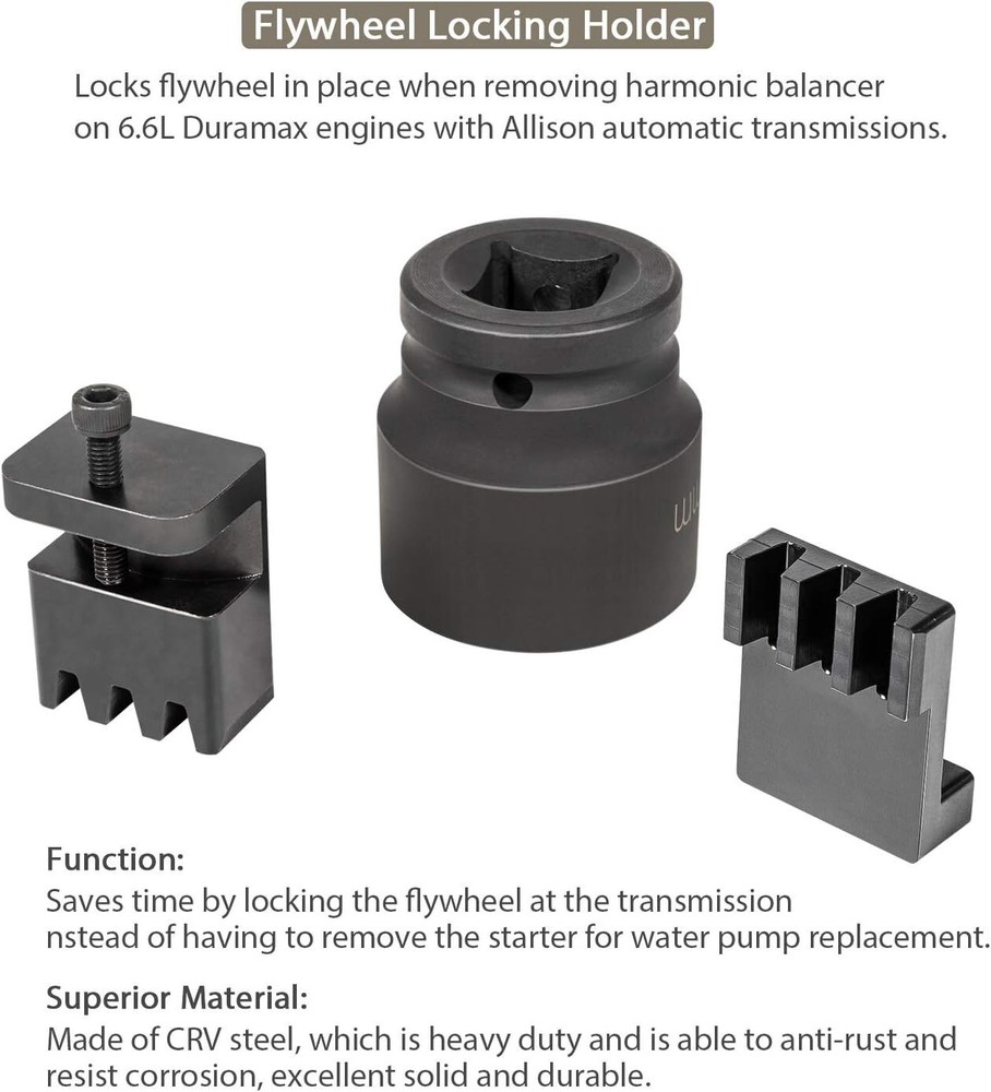 22100 Flywheel Locking Tool with 36mm Harmonic Balancer Socket For 6.6L Duramax