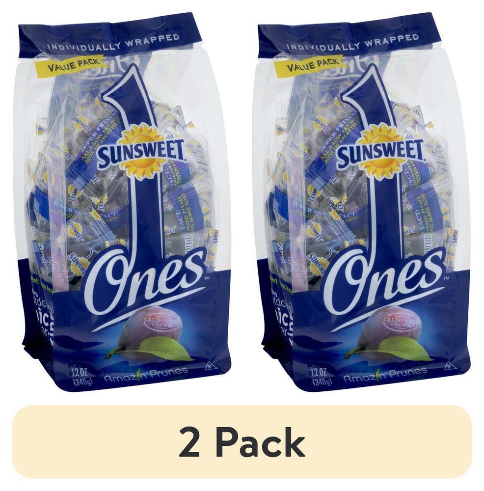 (2 pack) Sunsweet Ones Dried Prunes Value Pack, 12 oz, Individually Wrapped