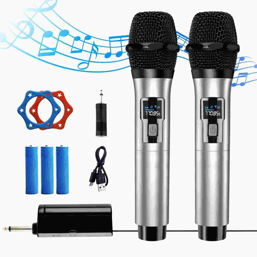 Wireless Microphone Metal Rechargeable Cordless Dynamic Mic System with Receiver