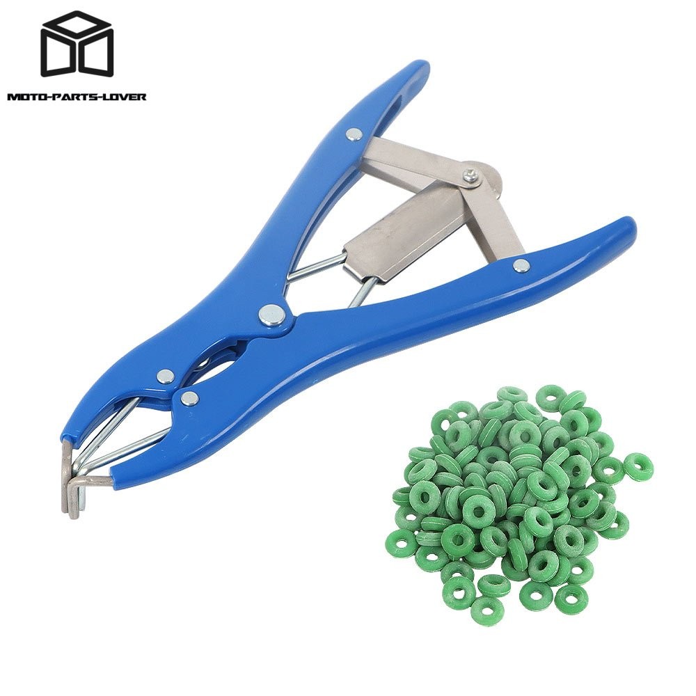 Elastrator Castration Plier W/ 100 Green Rubber Rings Applicator Castrator Ring