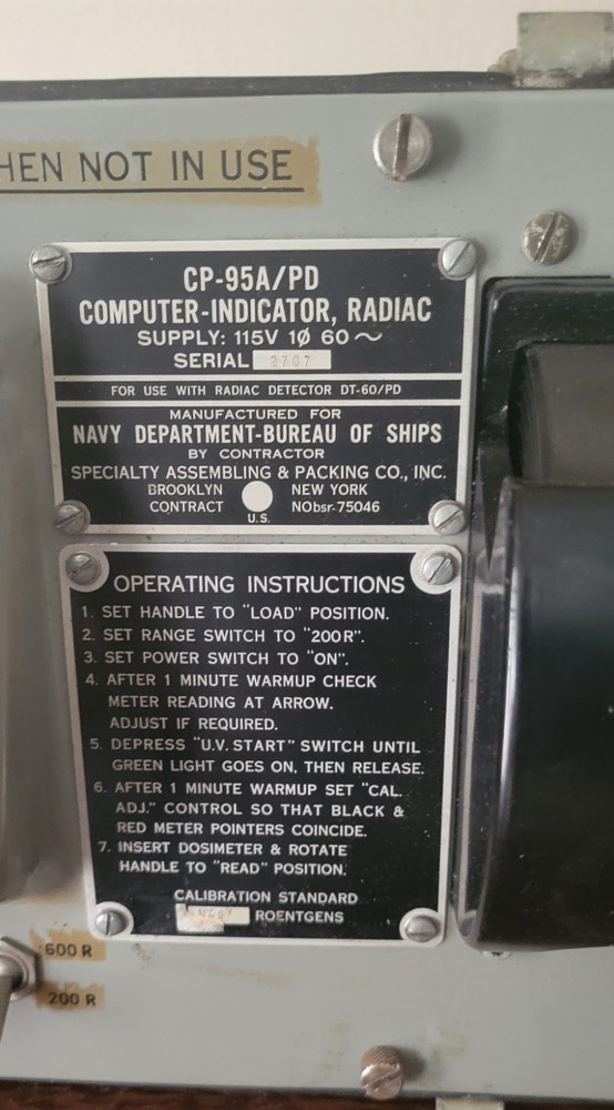 US Navy CP-95A/PD Computer Indicator, Radiac Set