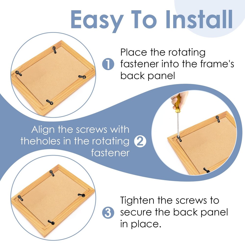 Picture Frame Turn Button Fasteners with Screws Hardware 100 Pack