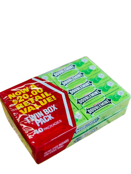 WRIGLEY'S DOUBLEMINT Gum - 5 Stick Pack, 40 Packs+Free Shipping