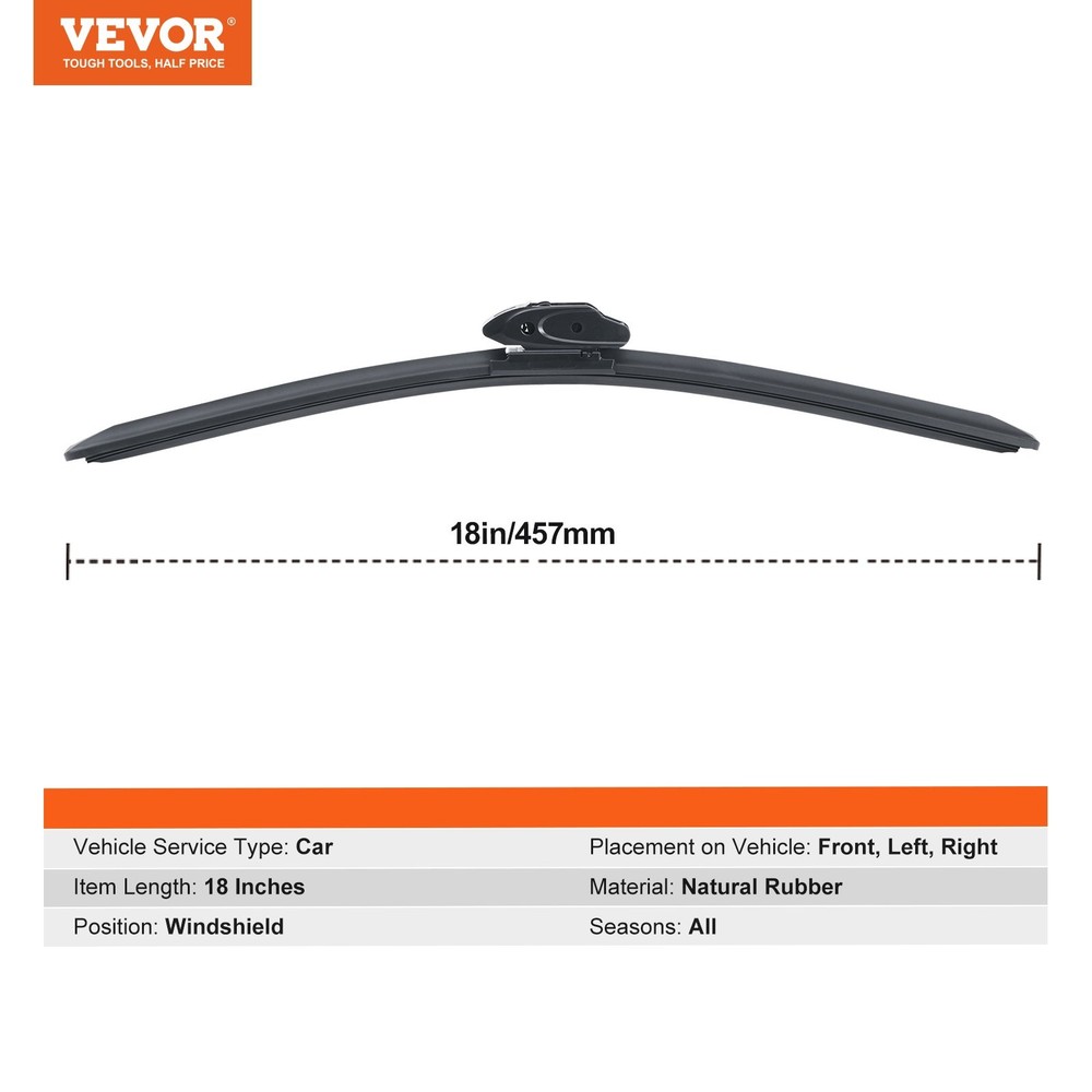 18" Rubber Wiper Blades 46 cm Universal Replacement Wind Shield Wiper Low