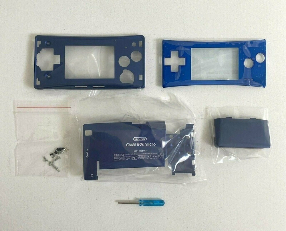 Replacement Housing for Nintendo Gameboy Micro Shell Faceplate Screen Blue Tool