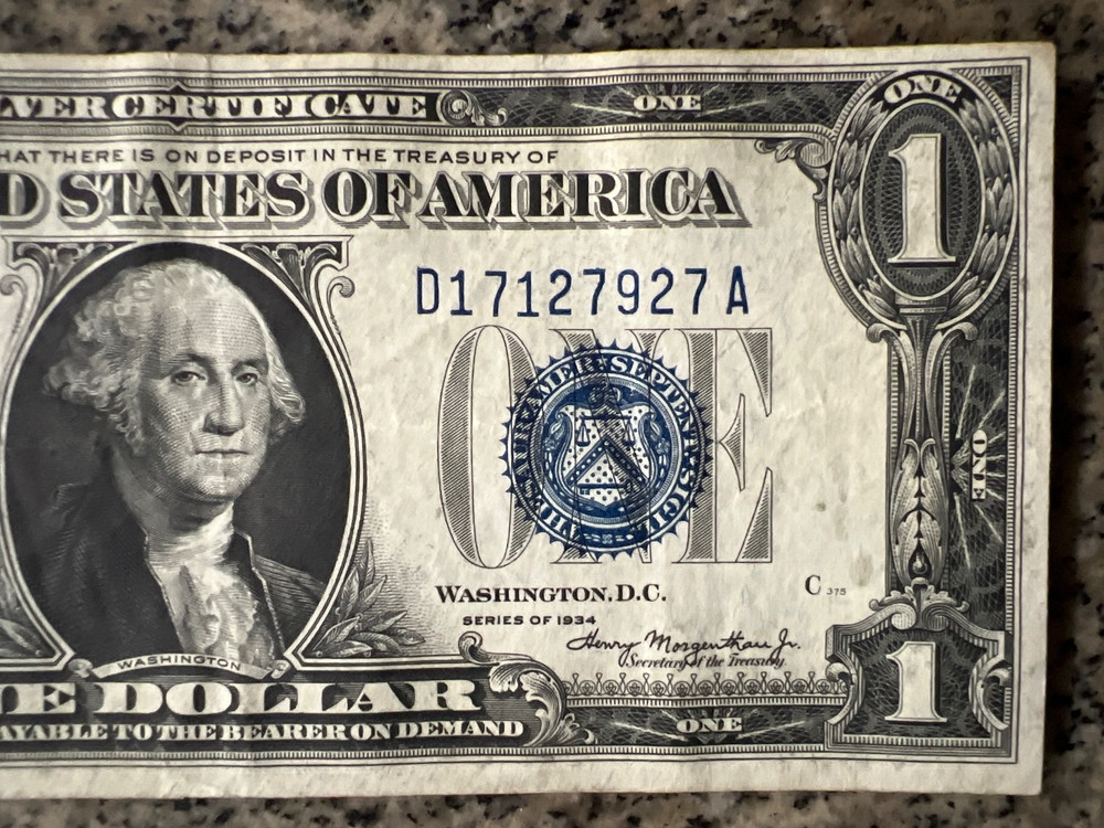 $1 1934 Silver Certificate FUNNY BACK!!!