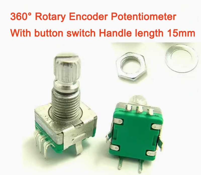 1pcs 360° Rotary Encoder Potentiometer With button switch Handle length 15mm