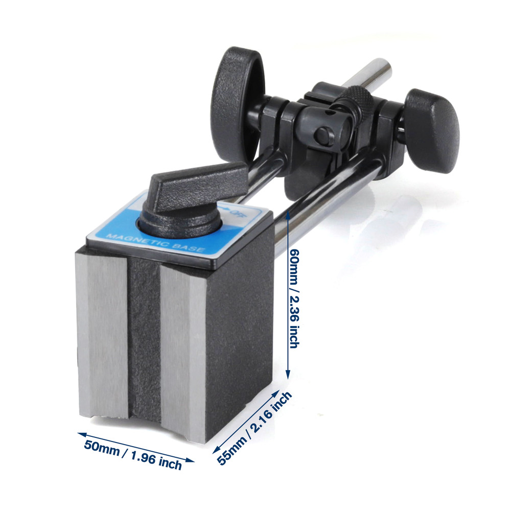 Precision Dial Indicator with Magnetic Base Holder Fine Adjustable Long 0.01"