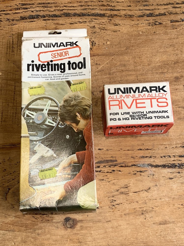 Vintage UNIMARK senior Riveting Tool & Rivets