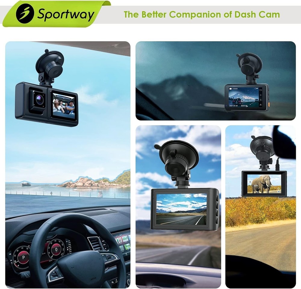 S504 5th Gen Suction Cup Dash Cam Mount - 360° Rotation, Compact Design