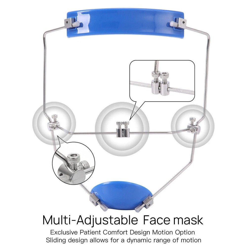 Dental Orthodontic Adjustable Reverse Face Mask Forward Pull Headgear Red/Blue