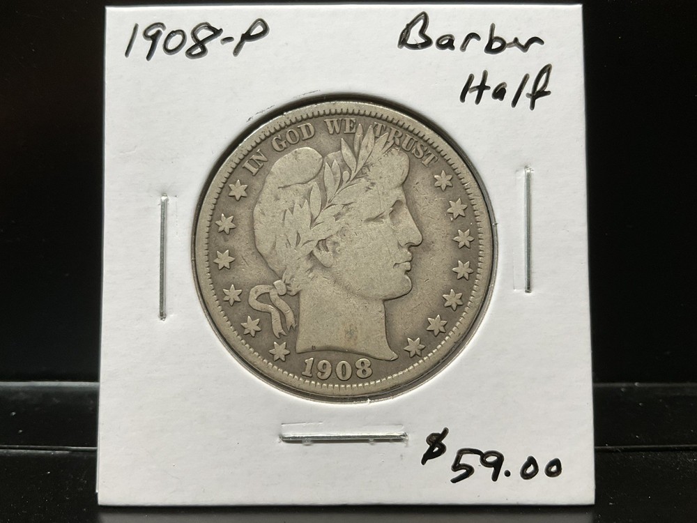 1908-P  Barber Half