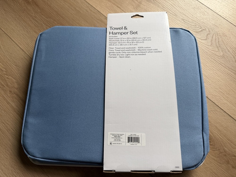 room essentials Towel & Hamper Set 3pc Blue