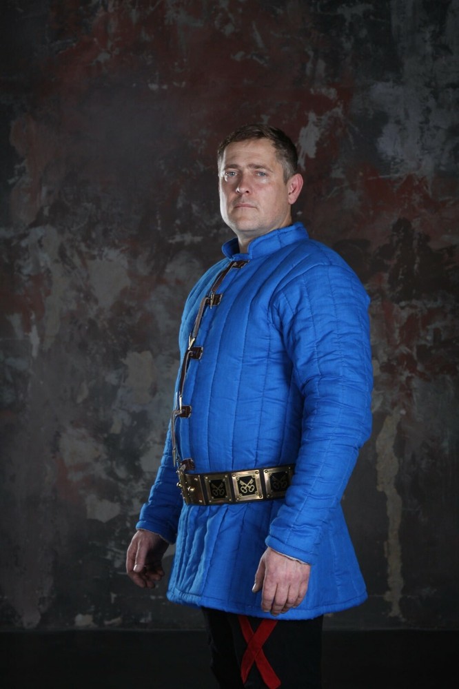 Medieval thick padded blue  Gambeson coat Aketon Jacket Armor reenactment SCA