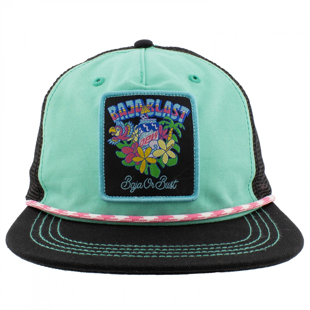 Mountain Dew Baja Blast Flower Patch Canvas Grandpa Hat Multi-Color