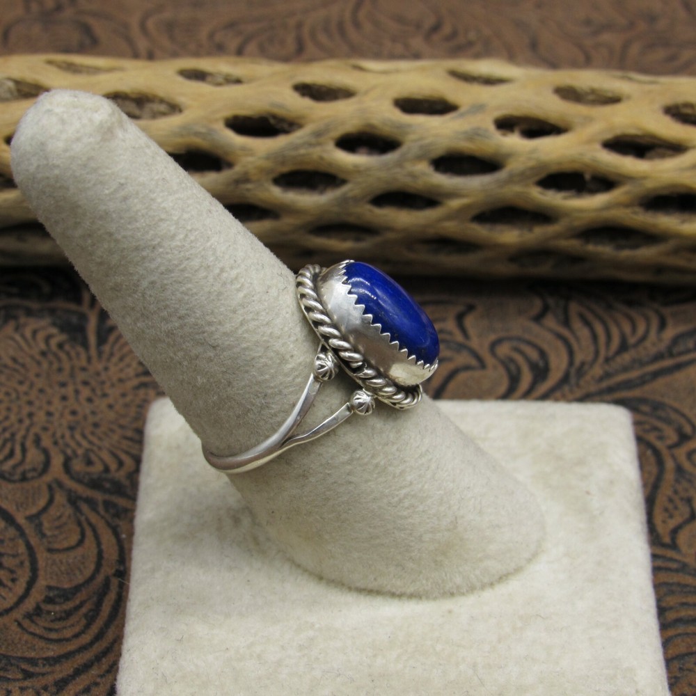 *Sterling Silver and Oval Lapis Ring Size 8.25