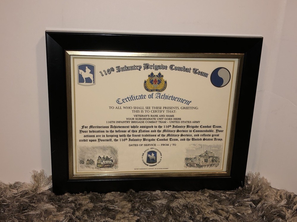 116TH INFANTRY BRIGADE COMBAT TEAM - COA / (COMMEMORATIVE CERTIFICATE)