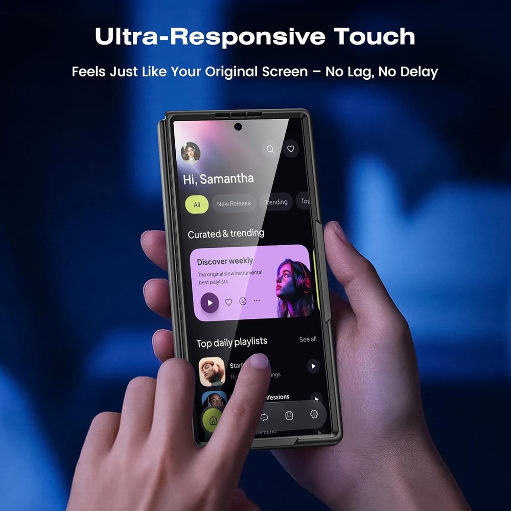 Tempered Glass Screen Protector for Galaxy Z Fold 7 with Built-in Front Frame Bl
