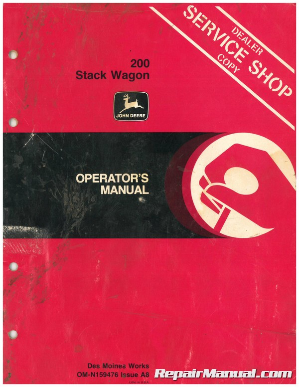 Used John Deere 200 Stack Wagon Operators Manual A8